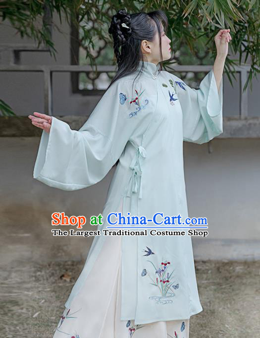 Chinese Ancient Embroidered Orchid Hanfu Dress Traditional Drama Ming Dynasty Nobility Lady Historical Costume for Women