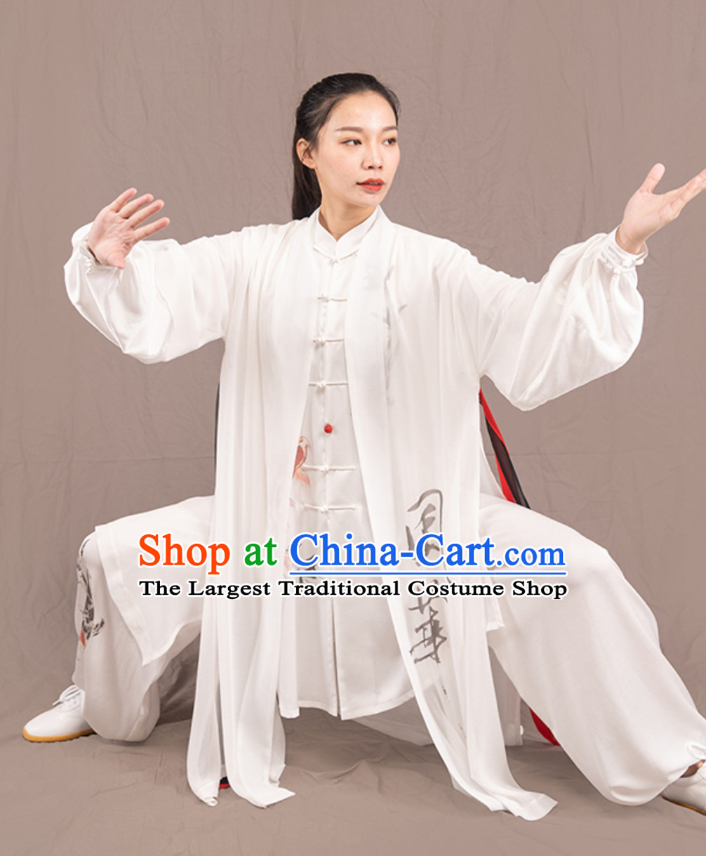 Top Chinese Traditional Competition Championship Professional Tai Chi Uniforms Taiji Kung Fu Wing Chun Kungfu Tai Ji Sword Master Clothing Suits Clothes 3 Pieces for Women