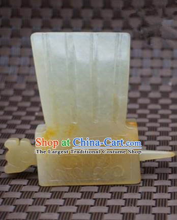 Handmade Chinese White Jade Hair Crown Ancient Palace Jade Carving Hairpins Hair Accessories for Women for Men