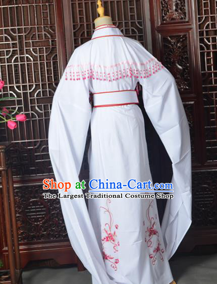 Handmade Chinese Beijing Opera Diva Costume Peking Opera Actress White Dress for Women