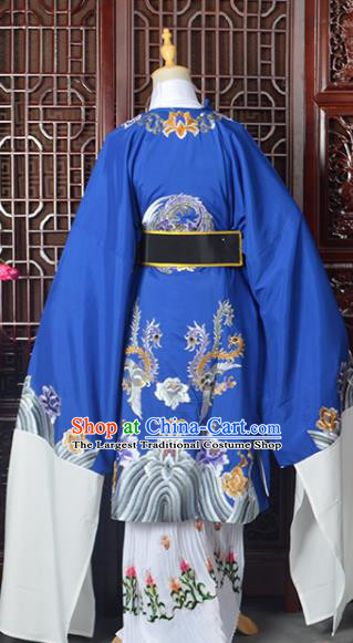 Handmade Chinese Beijing Opera Old Women Costume Peking Opera Actress Royalblue Embroidered Dress for Women