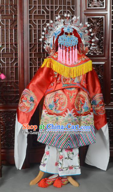 Handmade Chinese Beijing Opera Queen Red Costume Peking Opera Actress Embroidered Dress for Women