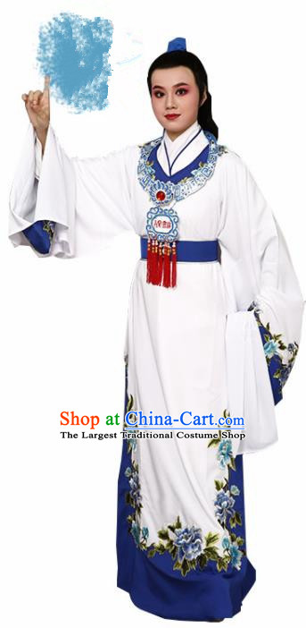 Handmade Chinese Beijing Opera Niche White Costume Traditional Peking Opera Nobility Childe Clothing for Men