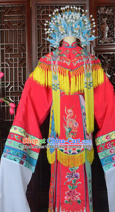 Handmade Chinese Beijing Opera Imperial Consort Rosy Embroidered Dress Traditional Peking Opera Diva Costume for Women