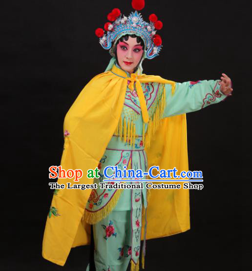 Handmade Chinese Beijing Opera Embroidered Peony Yellow Cloak Traditional Peking Opera Diva Costume for Women