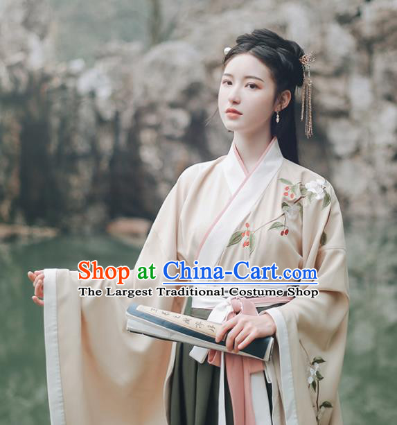 Ancient Chinese Han Dynasty Court Lady Hanfu Dress Traditional Princess Embroidered Historical Costume for Women
