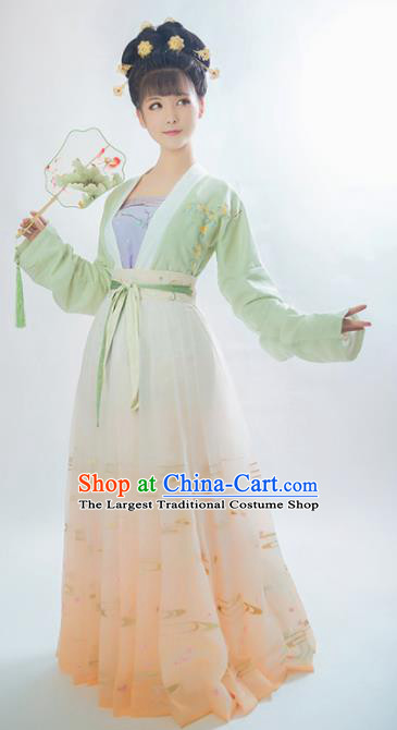 Traditional Chinese Song Dynasty Aristocratic Lady Embroidered Hanfu Dress Ancient Drama Historical Costume for Women