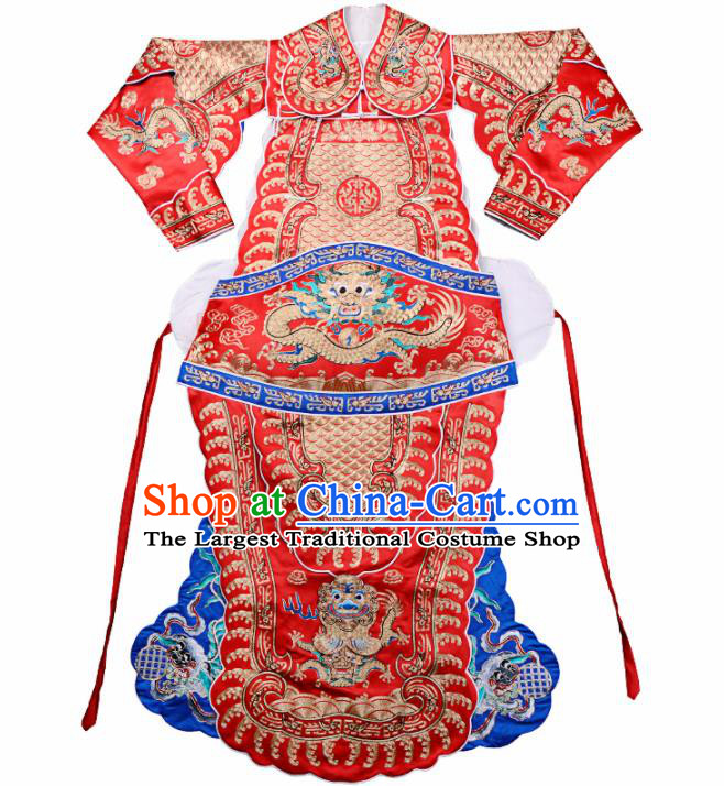 Handmade Chinese Beijing Opera General Red Costume Traditional Peking Opera Takefu Clothing for Men