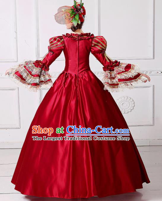 Europe Medieval Traditional Court Dance Ball Costume European Queen Red Dress for Women
