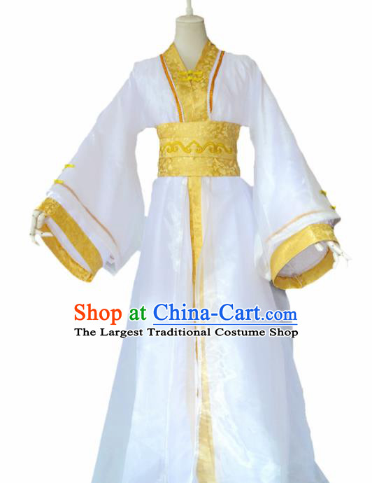 Traditional Chinese Cosplay Nobility Childe White Clothing Ancient Swordsman Costume for Men