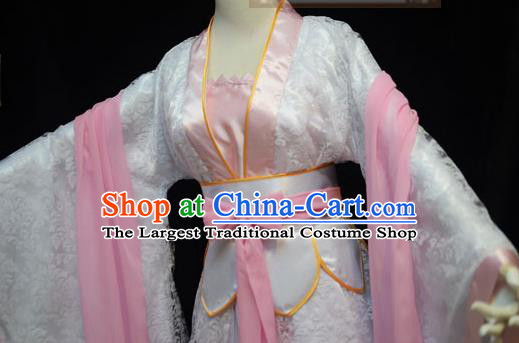 Traditional Chinese Cosplay Swordswoman Pink Hanfu Dress Ancient Peri Princess Costume for Women