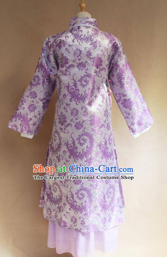 Traditional Chinese Ming Dynasty Young Lady Purple Hanfu Dress Ancient Maidservants Costume for Women