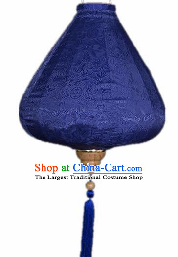 Chinese Traditional Lantern Handmade Navy Blue Lanterns Ceiling Lamp New Year Lantern