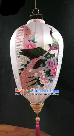 Chinese Traditional Lantern Handmade Printing Peacock Lanterns Ceiling Lamp New Year Lantern