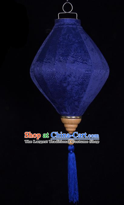 Chinese Traditional New Year Lantern Handmade Royalblue Diamond Lanterns Ceiling Lamp