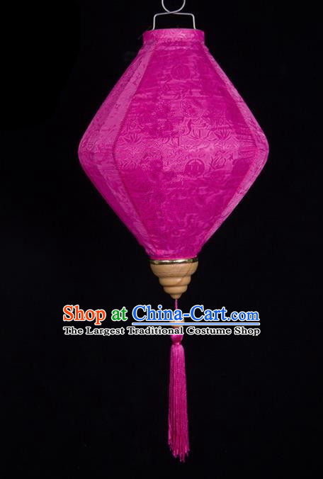Chinese Traditional New Year Lantern Handmade Rosy Diamond Lanterns Ceiling Lamp