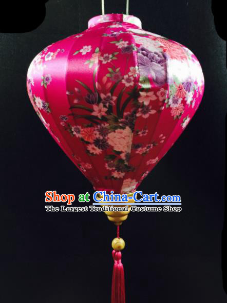 Chinese Traditional New Year Lantern Handmade Printing Rosy Lanterns Ceiling Lamp