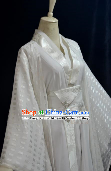 Traditional Chinese Han Dynasty Princess White Hanfu Dress Ancient Court Lady Costume for Women