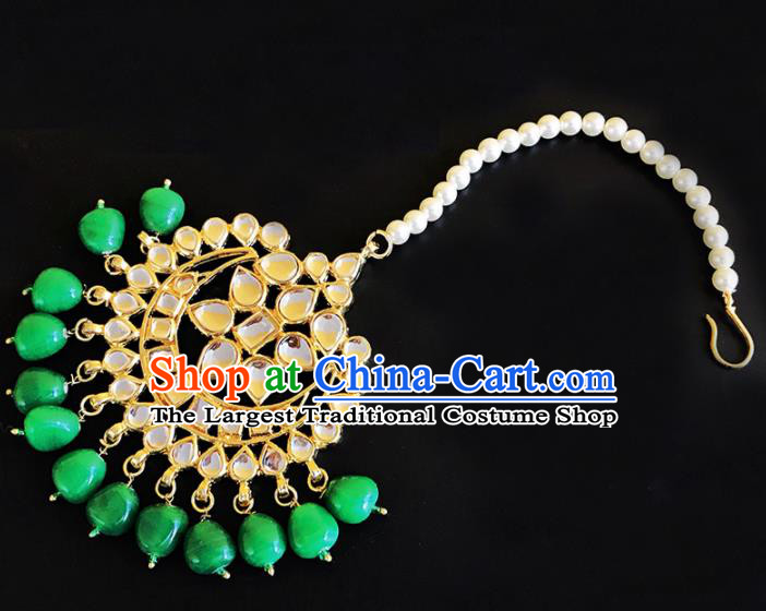 South Asian India Traditional Jewelry Accessories Asia Indian Bollywood Green Beads Headwear for Women