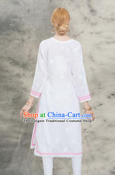South Asian India Traditional Yoga White Costumes Asia Indian National Punjabi Dress and Pants for Women
