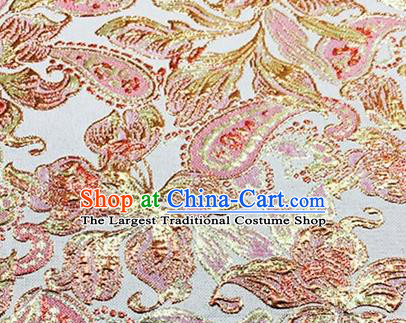 Chinese Traditional Peony Pattern Design Silk Fabric White Brocade Tang Suit Fabric Material