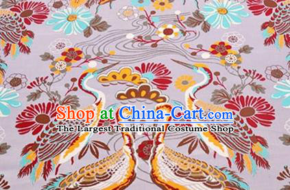 Chinese Traditional Cranes Pattern Design Silk Fabric Pink Brocade Tang Suit Fabric Material
