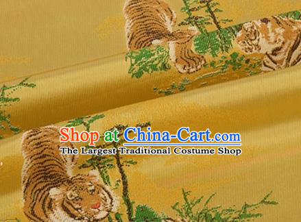 Chinese Traditional Tigers Pattern Design Silk Fabric Golden Brocade Tang Suit Fabric Material