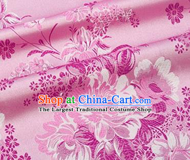 Chinese Traditional Peony Pattern Design Silk Fabric Pink Brocade Tang Suit Fabric Material