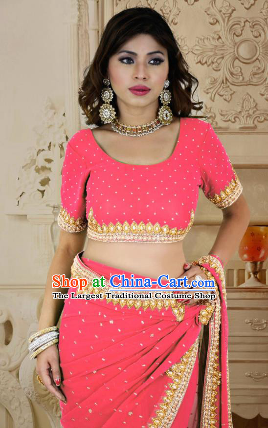 Indian Traditional Court Pink Sari Dress Asian India Bollywood Royal Princess Costume for Women