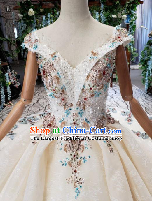Top Grade Customize Embroidered Trailing Full Dress Court Princess Waltz Dance Costume for Women