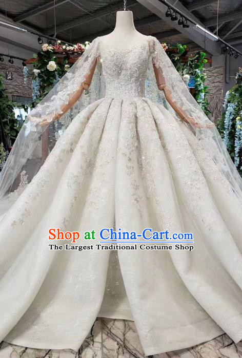 Handmade Customize Bride Embroidered Trailing Full Dress Court Princess Wedding Costume for Women