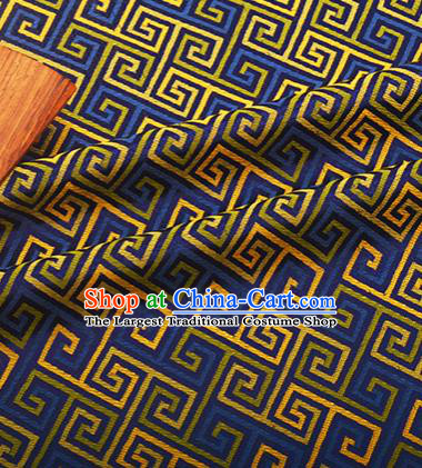 Chinese Traditional Svastika Pattern Design Silk Fabric Blue Song Brocade Tang Suit Drapery Material