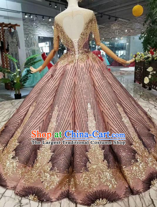 Top Grade Customize Catwalks Embroidered Lilac Full Dress Court Princess Waltz Dance Costume for Women