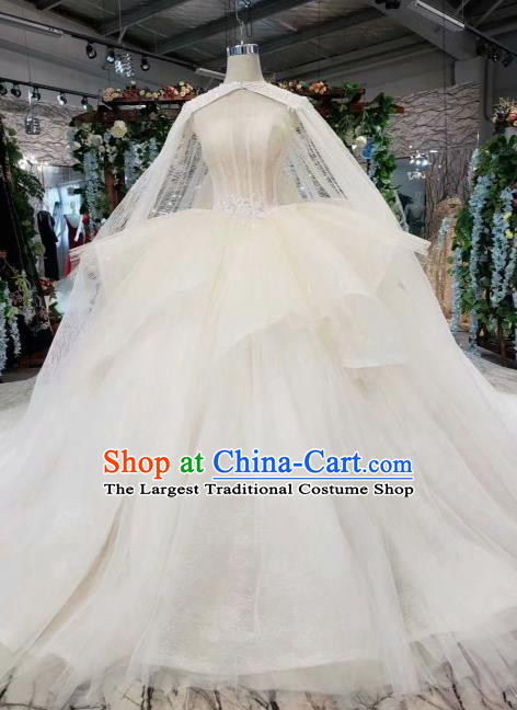 Handmade Customize Princess Embroidered Trailing Wedding Dress Court Bride Costume for Women