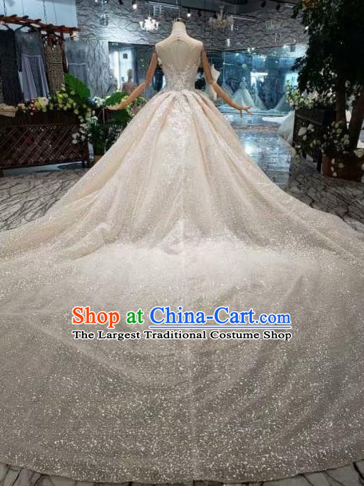 Handmade Customize Princess Shimmer Trailing Wedding Dress Court Bride Embroidered Costume for Women