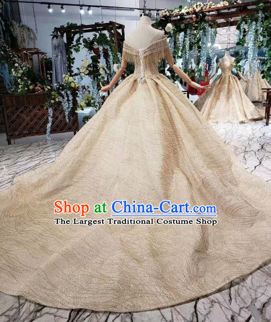 Handmade Customize Princess Trailing Tassel Wedding Dress Court Bride Embroidered Costume for Women
