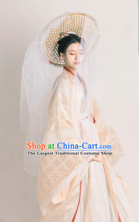Asian Chinese Jin Dynasty Court Lady Historical Costume Ancient Royal Princess Traditional Hanfu Dress for Women