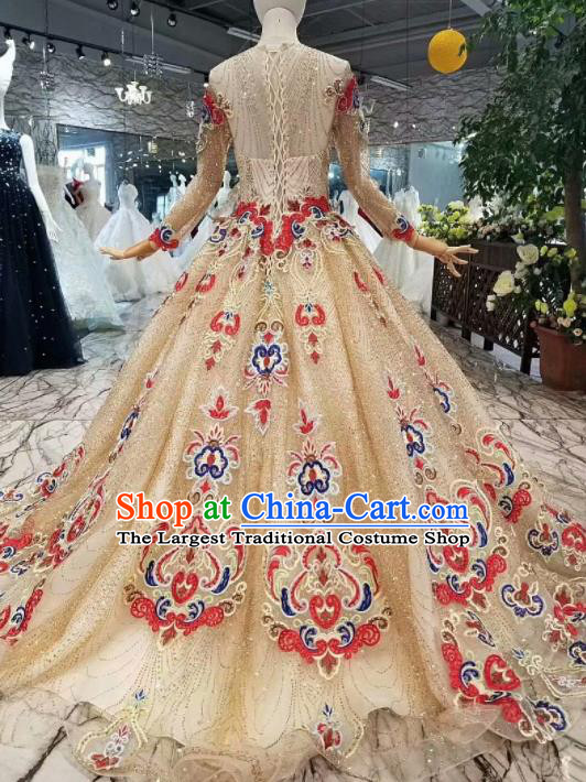 Customize Court Modern Fancywork Embroidered Full Dress Top Grade Princess Waltz Dance Costume for Women