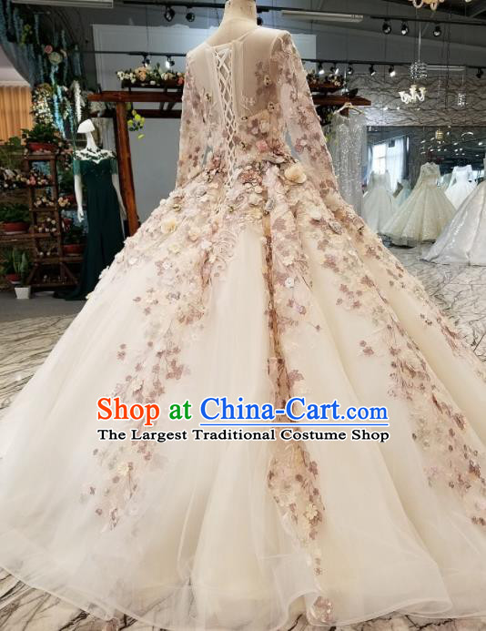 Top Grade Veil Full Dress Customize Modern Fancywork Princess Waltz Dance Costume for Women