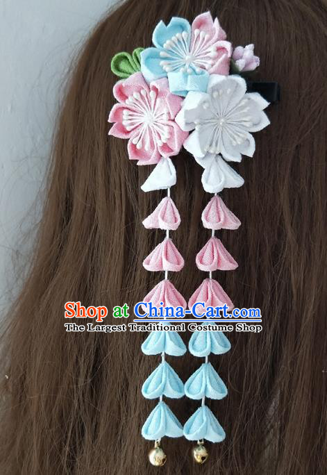 Japanese Traditional Kimono Hair Accessories Japan Geisha Sakura Tassel Hair Stick for Women