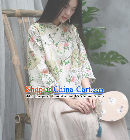 Chinese Traditional National Costume Tang Suit Slant Opening Blouse Upper Outer Garment for Women