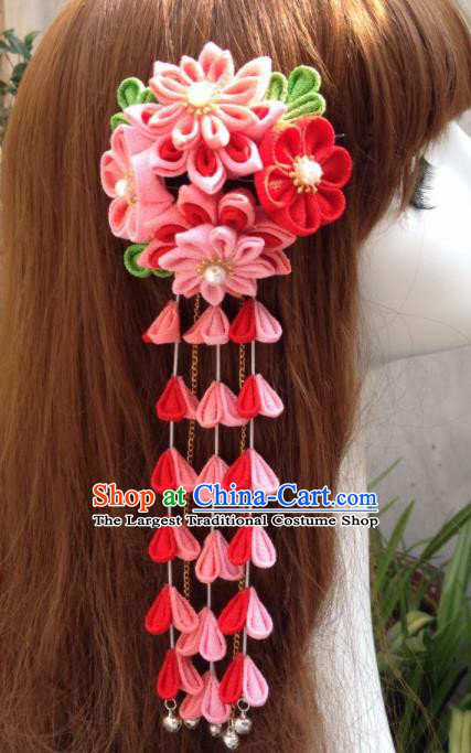 Traditional Japan Sakura Tassel Hair Stick Japanese Kimono Hair Accessories for Women