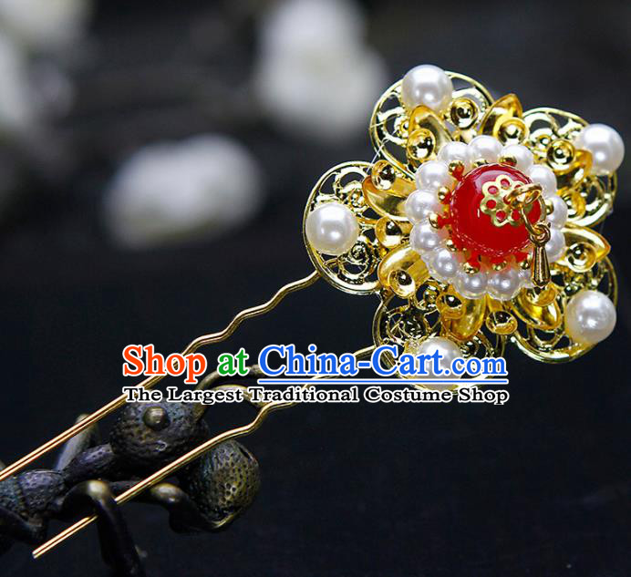 China Ancient Princess Golden Plum Blossom Hairpins Chinese Traditional Hanfu Hair Accessories for Women
