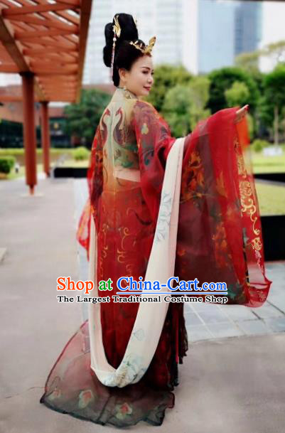 Traditional Chinese Tang Dynasty Queen Mother Embroidered Hanfu Dress Ancient Drama Empress Dowager Historical Costume for Women