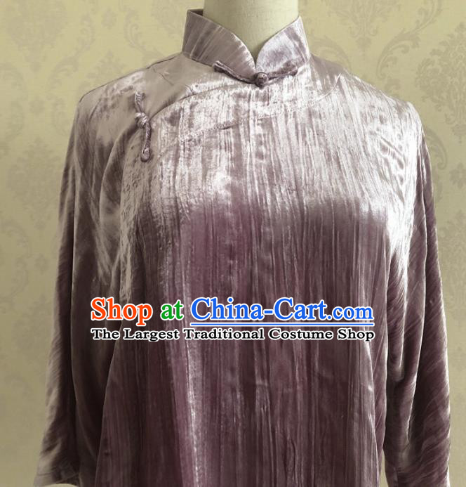 Chinese Traditional Handmade Pink Flannelette Shirt National Costume Upper Outer Garment for Women