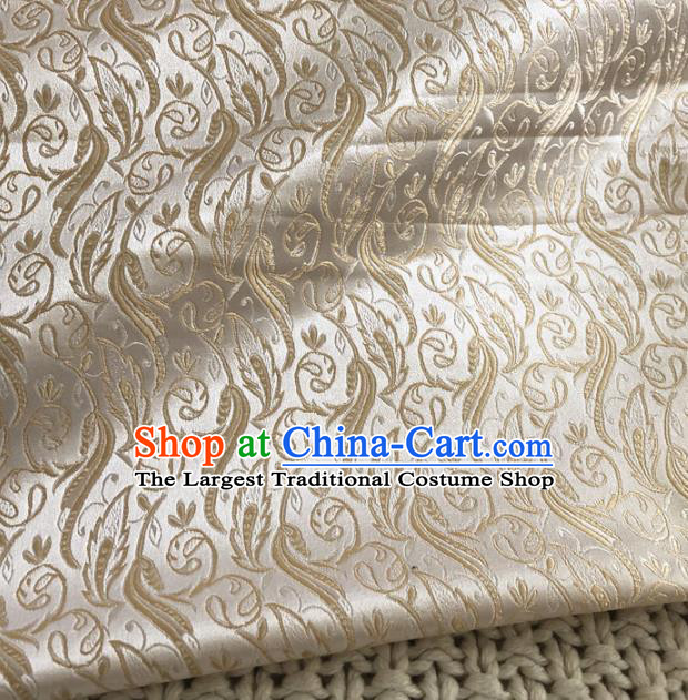 Asian Chinese Traditional Grass Pattern Design White Brocade Fabric Silk Fabric Chinese Fabric Asian Material