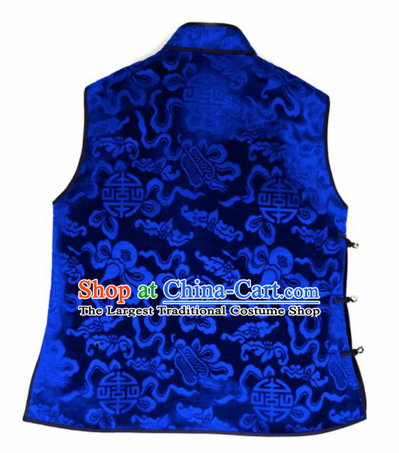Chinese Traditional Handmade Royalblue Vest National Costume Upper Outer Garment for Women