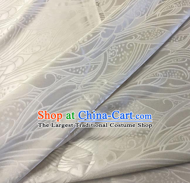 Asian Chinese Traditional Feather Pattern Design White Brocade Fabric Silk Fabric Chinese Fabric Asian Material