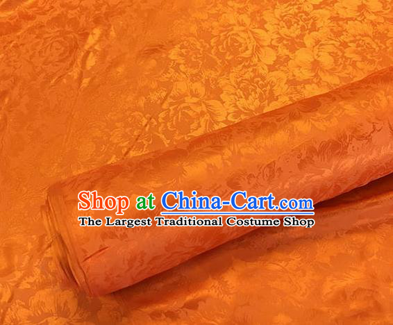 Asian Chinese Traditional Peony Pattern Design Orange Brocade Fabric Silk Fabric Chinese Fabric Asian Material