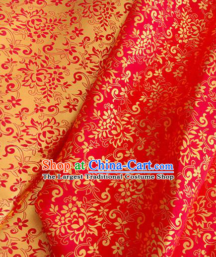 Asian Chinese Traditional Bauhinia Pattern Design Red Brocade Fabric Silk Fabric Chinese Fabric Asian Material